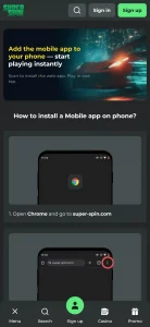 Super Spin mobile installation instructions for iOS and Android