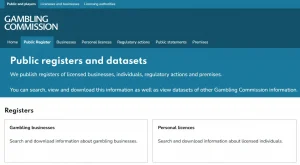 UK Gambling Commission public register for Super Spin and Comentive LTD
